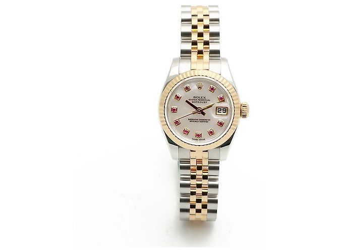 Rolex Relógio Combi Datejust Feminino em Madre-Pérola e Rubi com dez pontos Multicor - vista 16