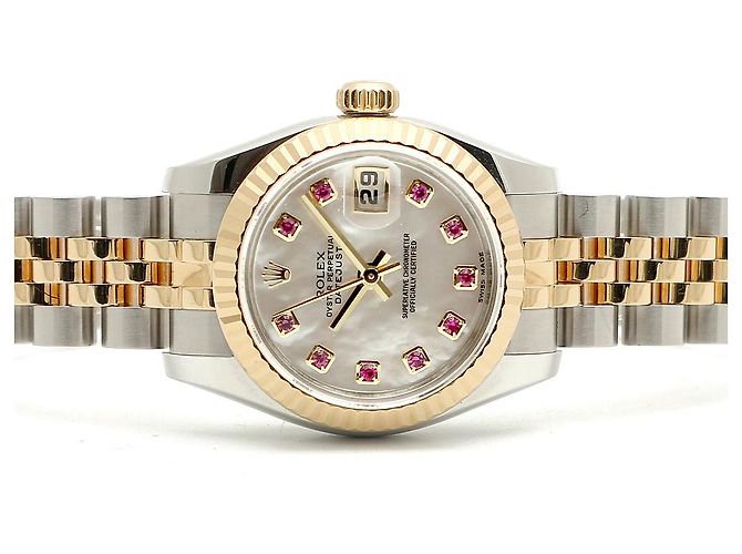 Rolex Relógio Combi Datejust Feminino em Madre-Pérola e Rubi com dez pontos Multicor - vista 19