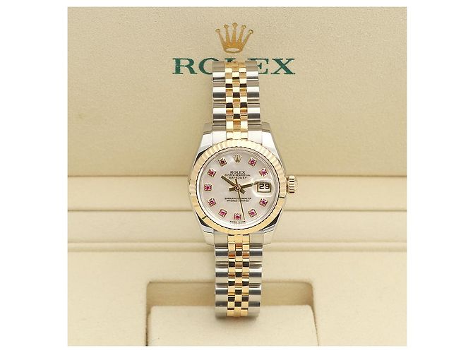 Rolex Relógio Combi Datejust Feminino em Madre-Pérola e Rubi com dez pontos Multicor - vista 2