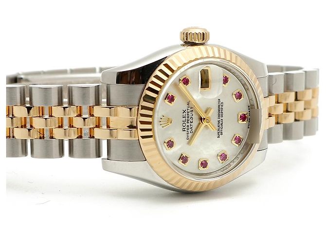 Rolex Relógio Combi Datejust Feminino em Madre-Pérola e Rubi com dez pontos Multicor - vista 20