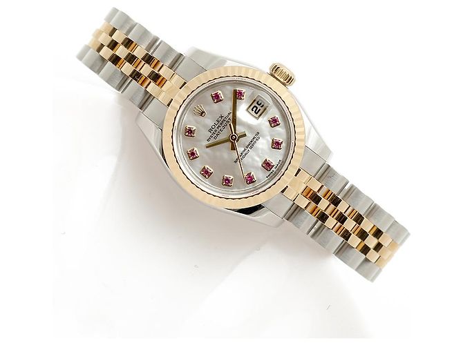 Rolex Relógio Combi Datejust Feminino em Madre-Pérola e Rubi com dez pontos Multicor - vista 22