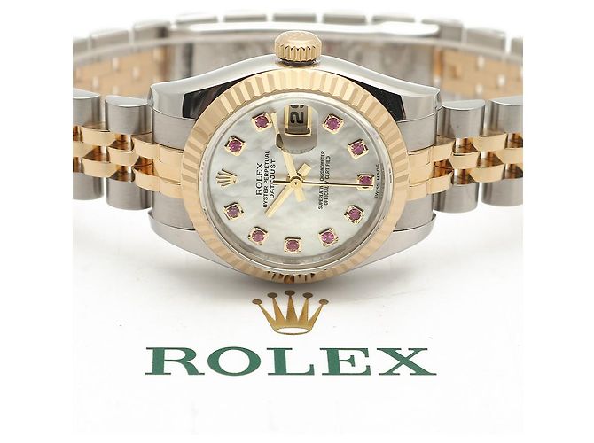 Rolex Relógio Combi Datejust Feminino em Madre-Pérola e Rubi com dez pontos Multicor - vista 24