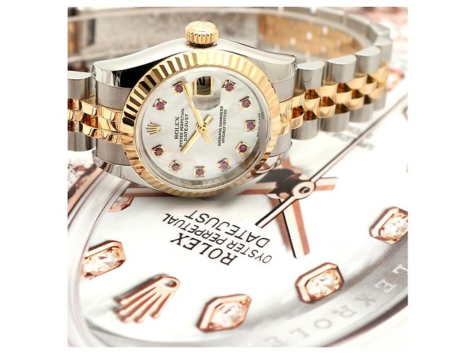 Rolex Relógio Combi Datejust Feminino em Madre-Pérola e Rubi com dez pontos Multicor - vista 25