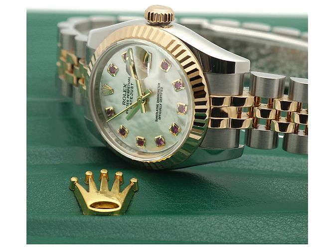 Rolex Relógio Combi Datejust Feminino em Madre-Pérola e Rubi com dez pontos Multicor - vista 26
