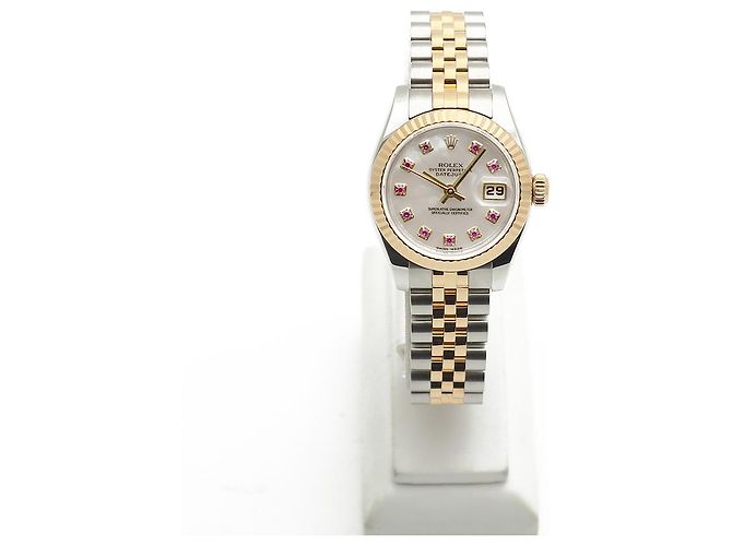 Rolex Relógio Combi Datejust Feminino em Madre-Pérola e Rubi com dez pontos Multicor - vista 3
