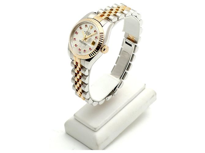 Rolex Relógio Combi Datejust Feminino em Madre-Pérola e Rubi com dez pontos Multicor - vista 4