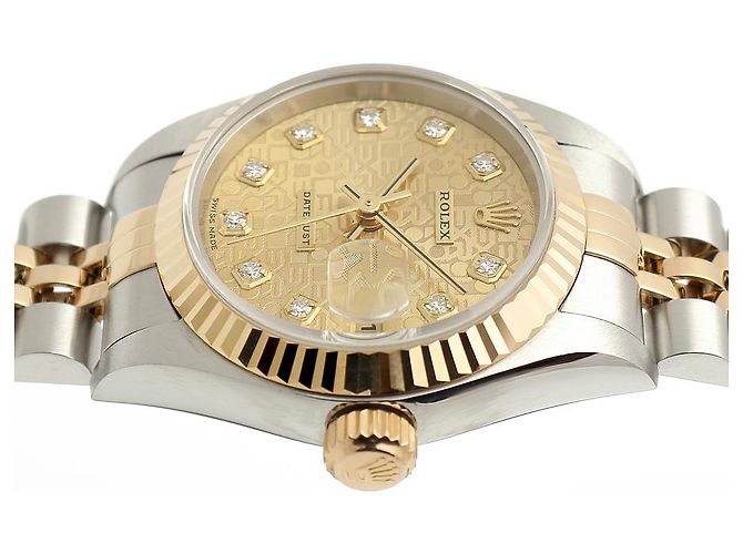 Rolex Orologio da Donna Datejust Combi Quadrante Computer Originale con Dieci Punti di Diamante Multicolore - vista 14