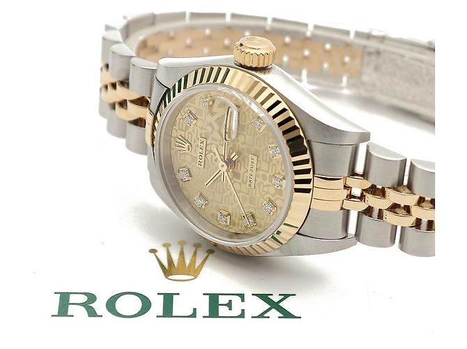 Rolex Orologio da Donna Datejust Combi Quadrante Computer Originale con Dieci Punti di Diamante Multicolore - vista 24