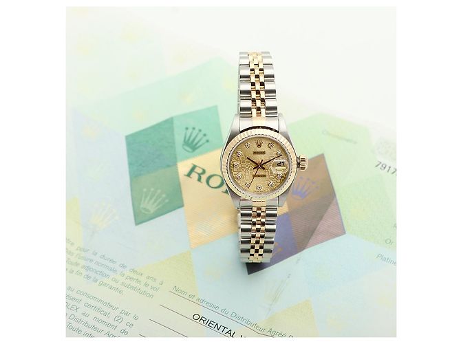 Rolex Orologio da Donna Datejust Combi Quadrante Computer Originale con Dieci Punti di Diamante Multicolore - vista 3