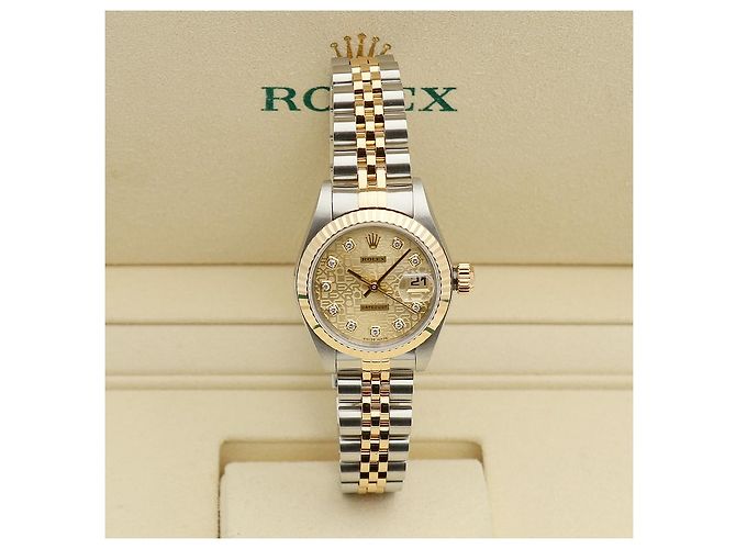 Rolex Orologio da Donna Datejust Combi Quadrante Computer Originale con Dieci Punti di Diamante Multicolore - vista 4