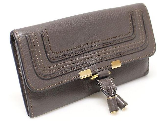 Chloé Cartera Marcie con solapa en piel de ternera granulada marrón Castaño - vista 3