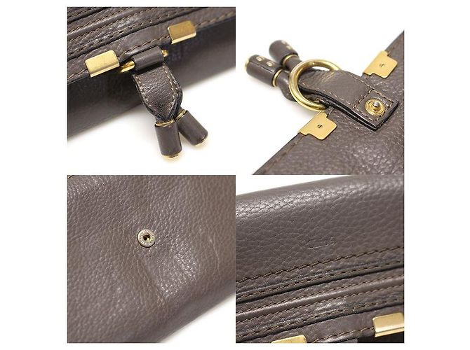 Chloé Cartera Marcie con solapa en piel de ternera granulada marrón Castaño - vista 7