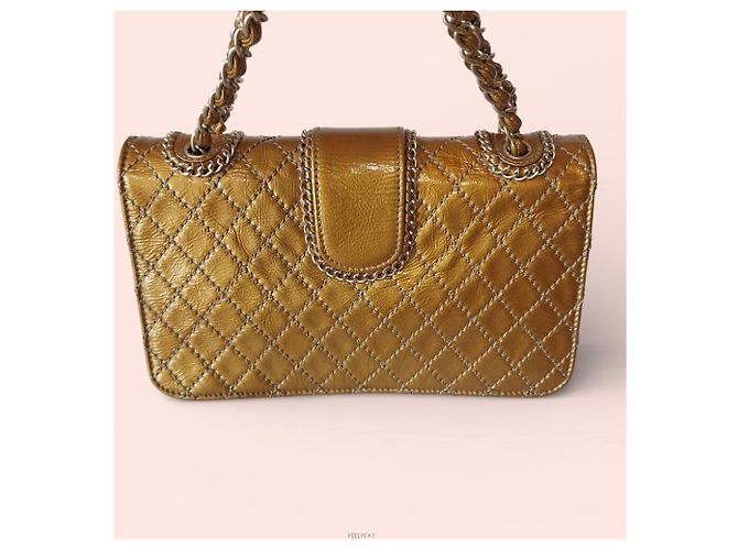 Chanel Borsa a spalla corta in vernice classica D'oro - vista 2