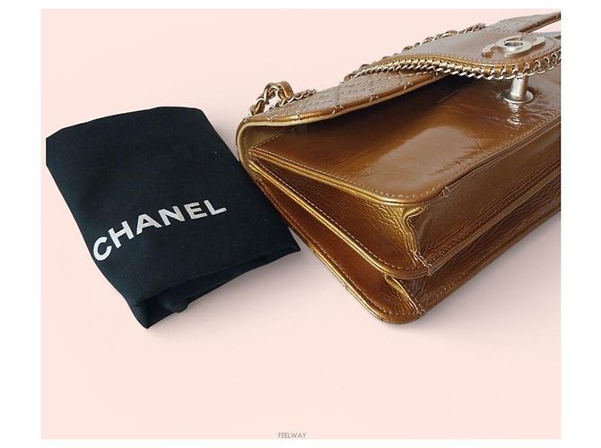 Chanel Borsa a spalla corta in vernice classica D'oro - vista 6