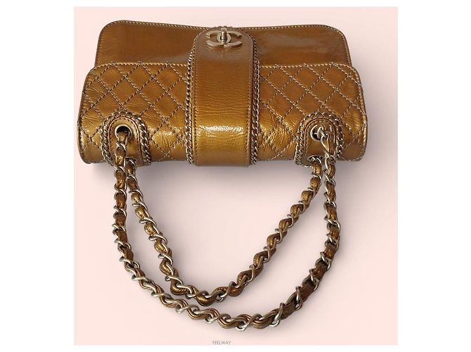 Chanel Borsa a spalla corta in vernice classica D'oro - vista 7