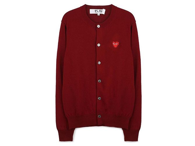 Comme Des Garcons Cardigan en strass rouge en forme de cœur - vue 3