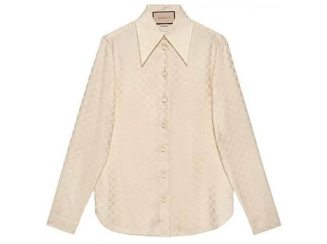 Gucci Camisa de Crepé de Seda ZAISQ Blanco - vista 4