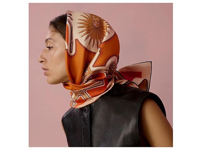 Hermès Cachecol de Seda Dupla Face para Mulheres cm Marrom - vista 6