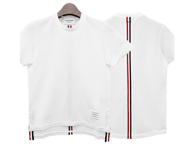 Thom Browne Klassisches Logo T-Shirt mit kurzen Ärmeln weiß - Ansicht 12