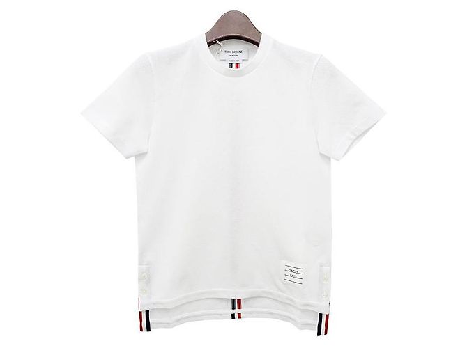 Thom Browne Klassisches Logo T-Shirt mit kurzen Ärmeln weiß - Ansicht 2