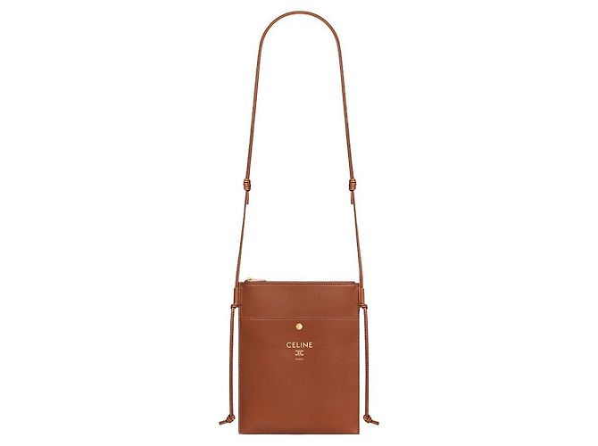 Céline Pochette in agnello liscio color tan Marrone - vista 5
