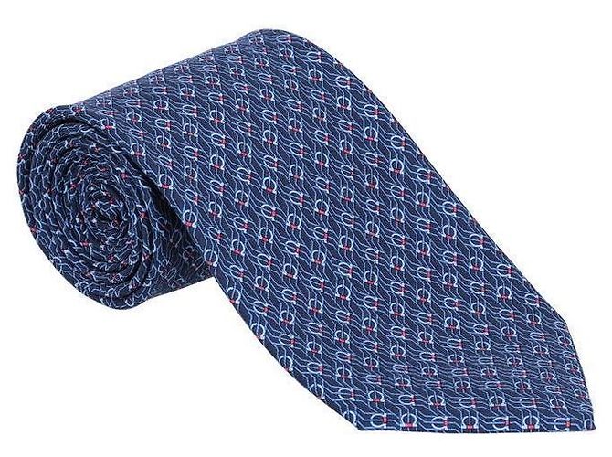Salvatore Ferragamo Cravatta Gancini Stampa Tetris in Seta da Uomo Blu - vista 3
