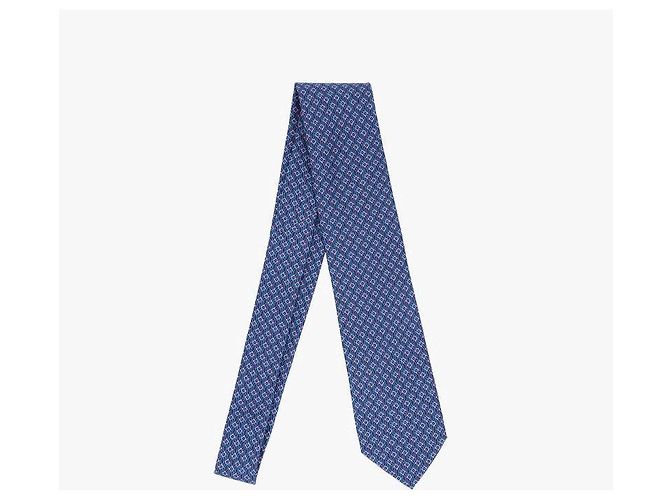 Salvatore Ferragamo Cravatta Gancini Stampa Tetris in Seta da Uomo Blu - vista 5