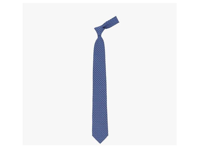 Salvatore Ferragamo Cravatta Gancini Stampa Tetris in Seta da Uomo Blu - vista 6