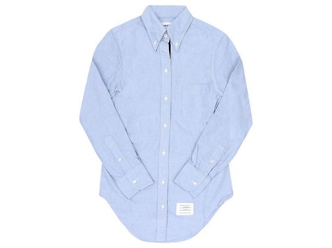 Thom Browne Camicia Donna in Popeline Grosgrain con Strisce Nascoste Blu - vista 3