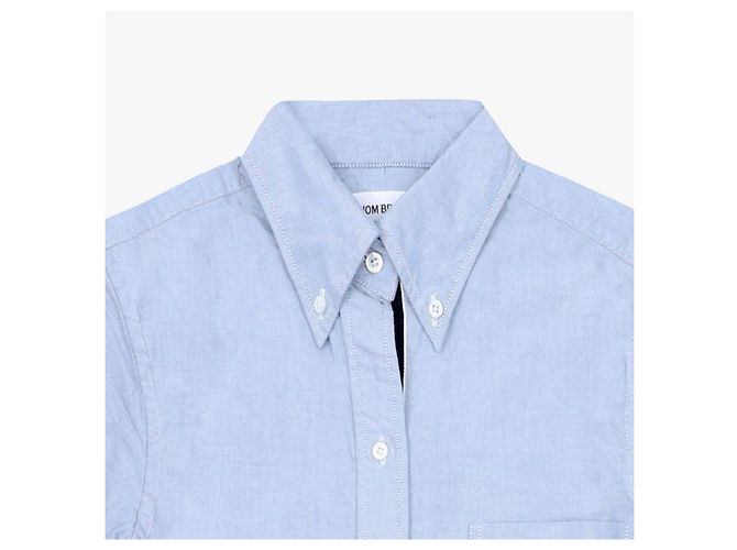 Thom Browne Camicia Donna in Popeline Grosgrain con Strisce Nascoste Blu - vista 6