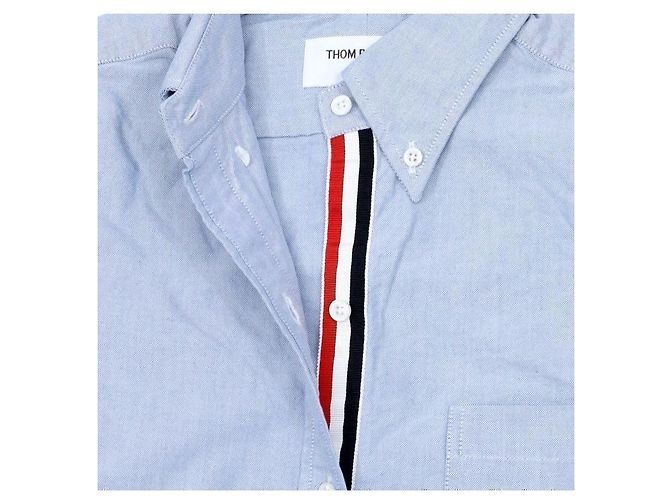 Thom Browne Camicia Donna in Popeline Grosgrain con Strisce Nascoste Blu - vista 7
