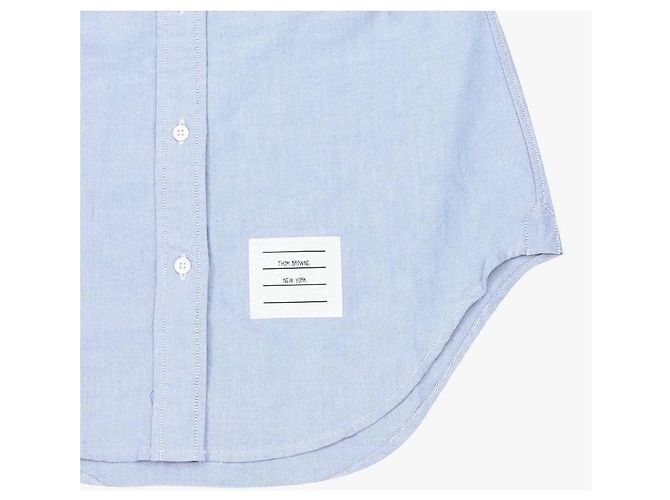 Thom Browne Camicia Donna in Popeline Grosgrain con Strisce Nascoste Blu - vista 9