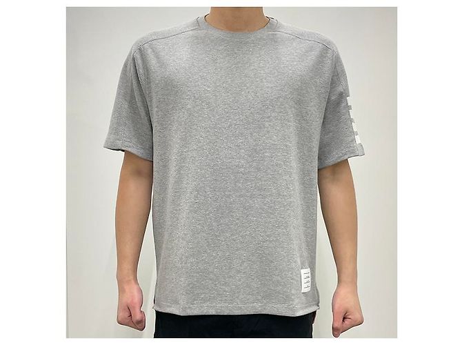 Thom Browne Kurzarm-T-Shirt mit seitlichem Schlitz Hellgrau Braun - Ansicht 14