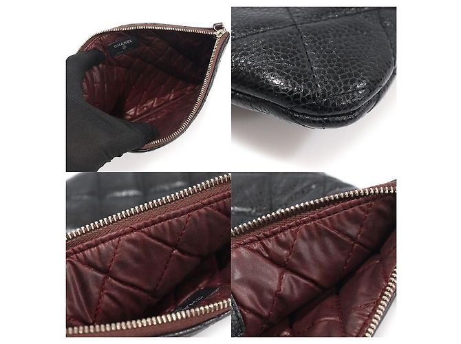 Chanel Clutch Classico Medio in Pelle Nera Caviar Argento Nero - vista 6