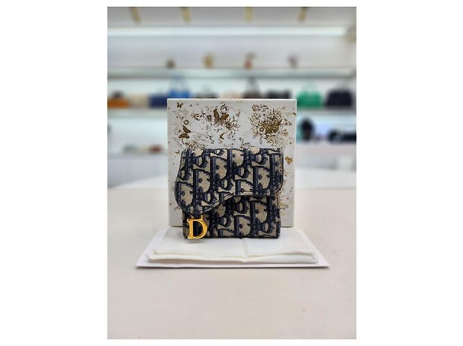 Saddle Dior Schräger Geldbeutel Blau - Ansicht 10