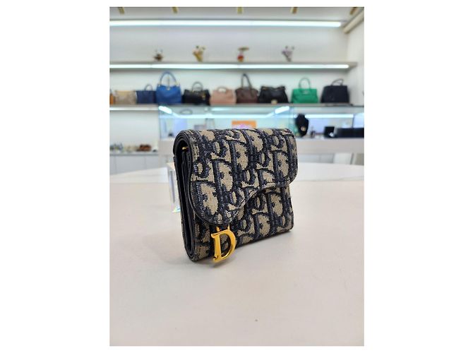 Saddle Dior Schräger Geldbeutel Blau - Ansicht 13