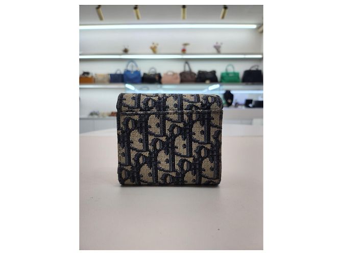 Saddle Dior Schräger Geldbeutel Blau - Ansicht 14