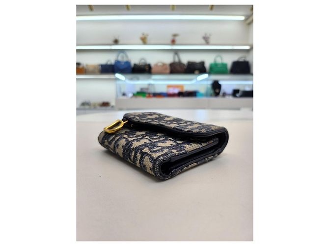 Saddle Dior Schräger Geldbeutel Blau - Ansicht 16