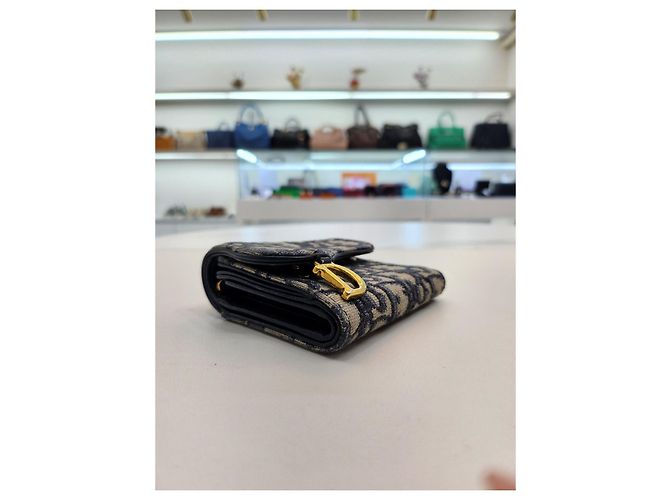 Saddle Dior Schräger Geldbeutel Blau - Ansicht 17