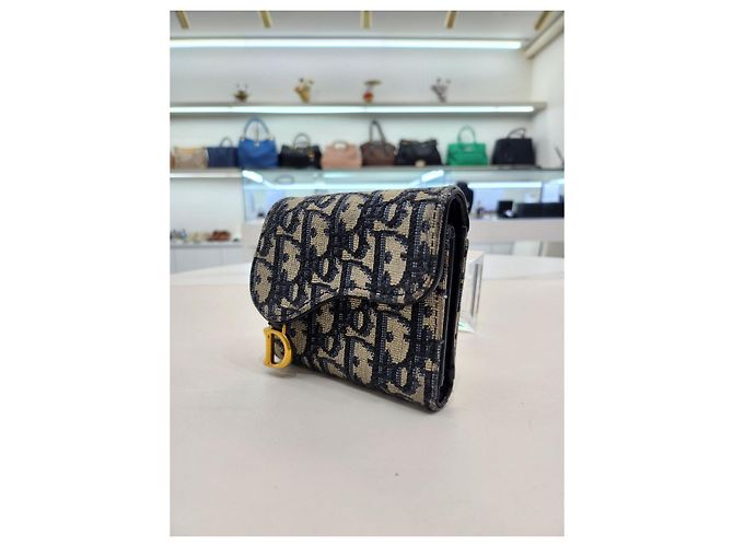 Saddle Dior Schräger Geldbeutel Blau - Ansicht 4