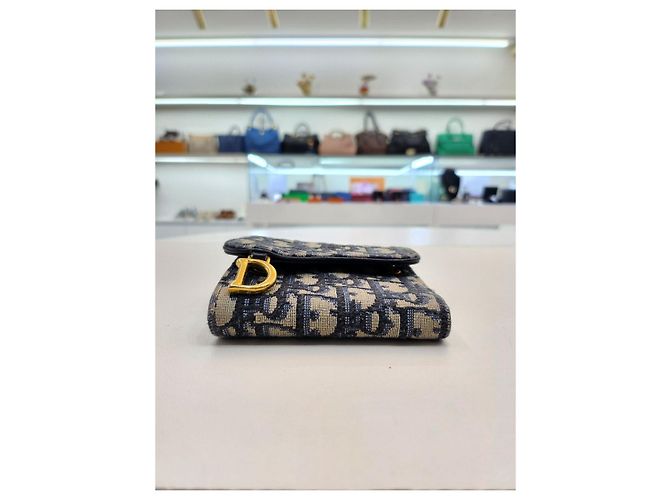 Saddle Dior Schräger Geldbeutel Blau - Ansicht 7