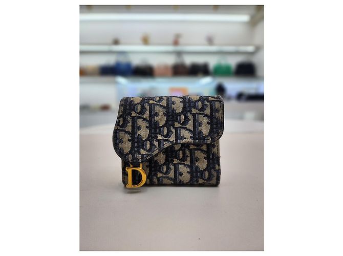 Saddle Dior Schräger Geldbeutel Blau - Ansicht 9