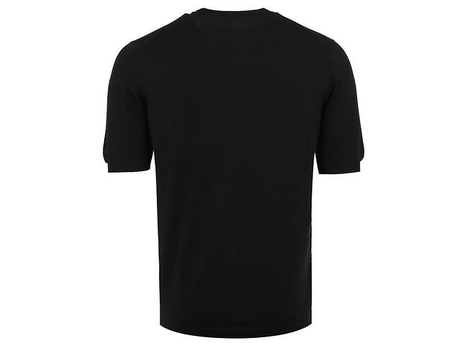 Kiton Schwarzes Kurzarm-T-Shirt aus Baumwollstrick mit Rundhalsausschnitt - Ansicht 3