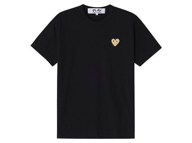 Comme Des Garcons Kurzarm-T-Shirt mit goldenem Herz-Patch Schwarz - Ansicht 3