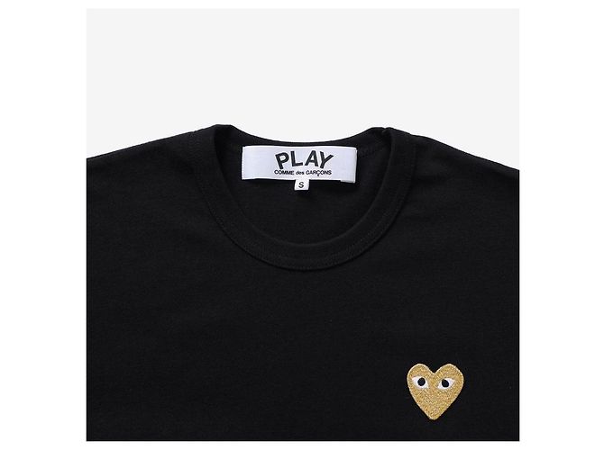 Comme Des Garcons Kurzarm-T-Shirt mit goldenem Herz-Patch Schwarz - Ansicht 6