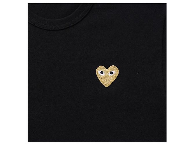 Comme Des Garcons Kurzarm-T-Shirt mit goldenem Herz-Patch Schwarz - Ansicht 8