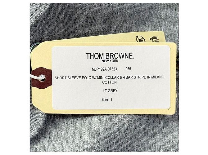 Thom Browne Polo aus Baumwoll-Piqué mit Detail in Hellgrau Braun - Ansicht 10