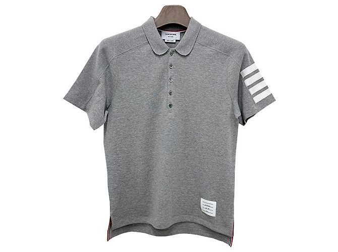 Thom Browne Polo aus Baumwoll-Piqué mit Detail in Hellgrau Braun - Ansicht 13