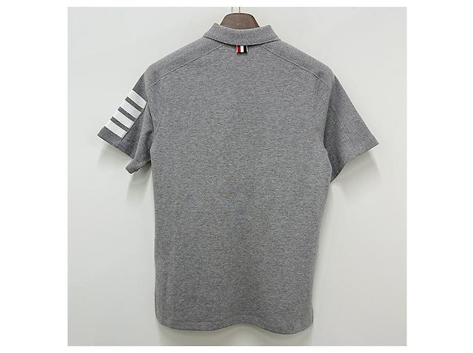 Thom Browne Polo aus Baumwoll-Piqué mit Detail in Hellgrau Braun - Ansicht 14