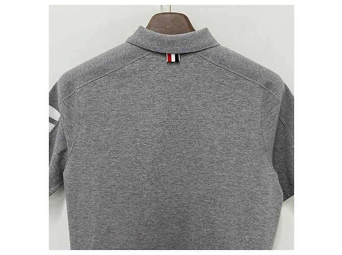 Thom Browne Polo aus Baumwoll-Piqué mit Detail in Hellgrau Braun - Ansicht 20